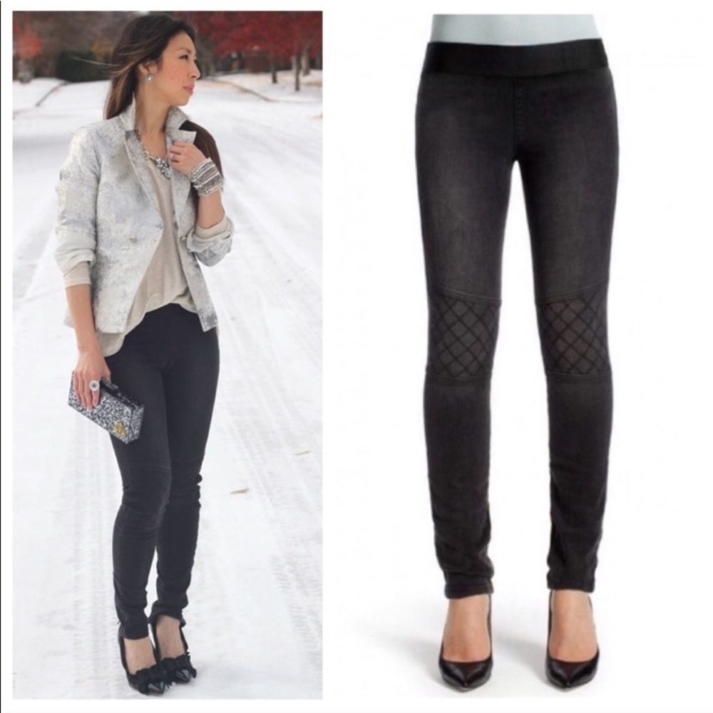 Cabi Black Moto Zip Cuff Pull-On Skinny Jeans. Size 2.